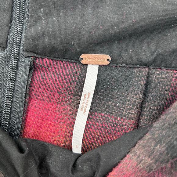 Free People High-Waist Pleated Plaid Mini Skirt Red Black Grunge Womens Size 4 - Picture 6 of 12